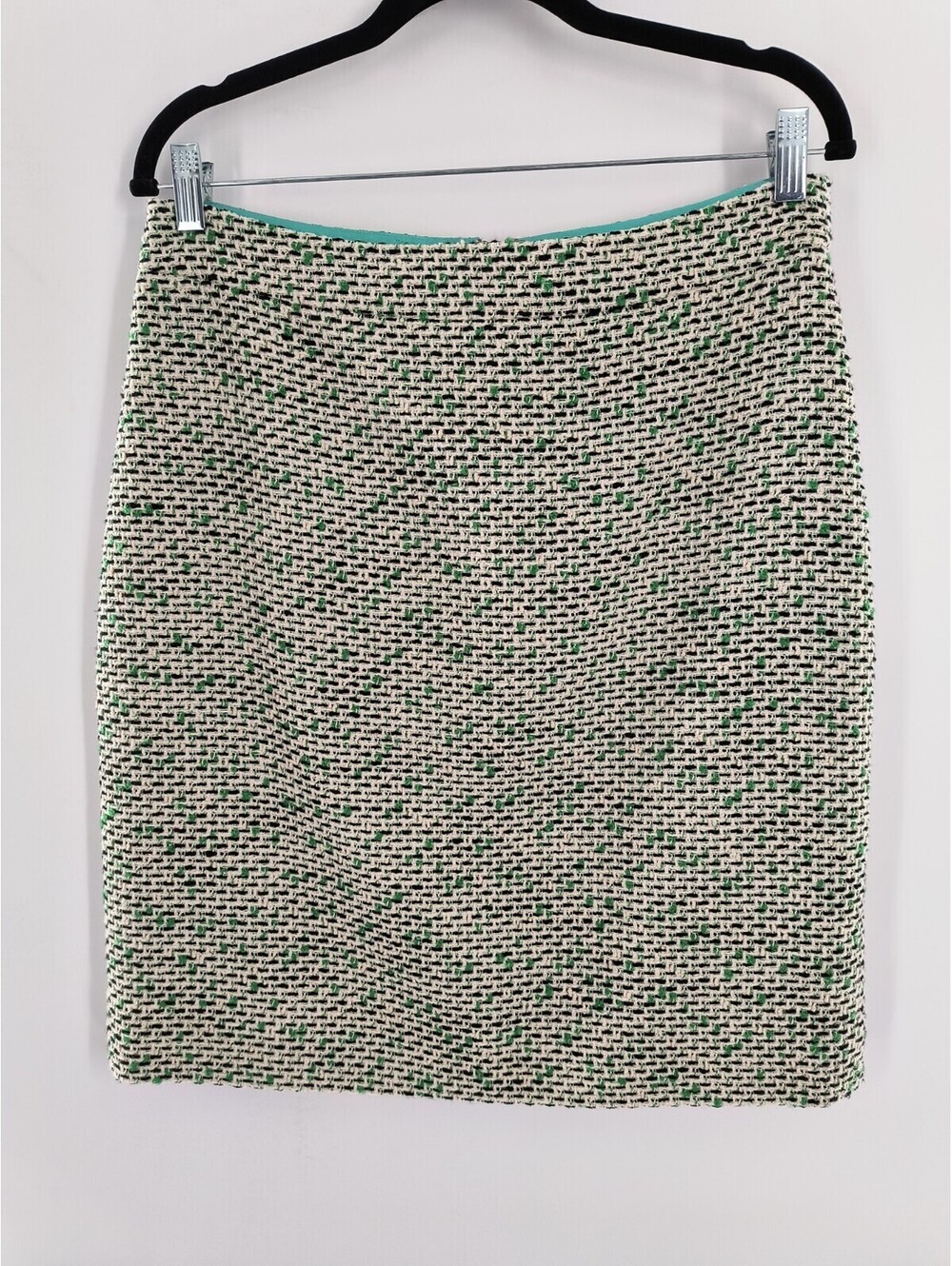 Kate Spade Skirt The Rules Pencil Skirt Size 10 Green Blue Tweed Classic 061